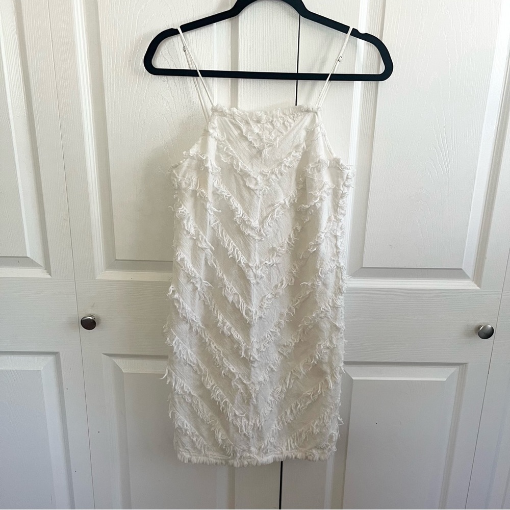 Very J White Fringe Mini Dress